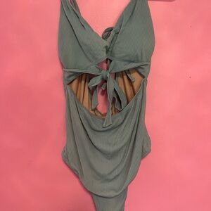 Teal Cutout One-Piece Swimsuit